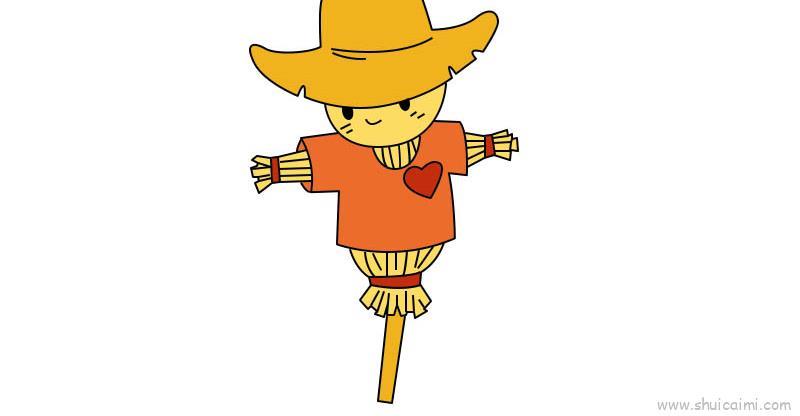 稻草人儿童画怎么画 稻草人简笔画图片大全