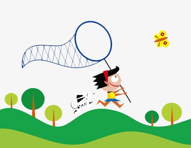 扑蝴蝶简笔画大全风景 扑蝴蝶图画