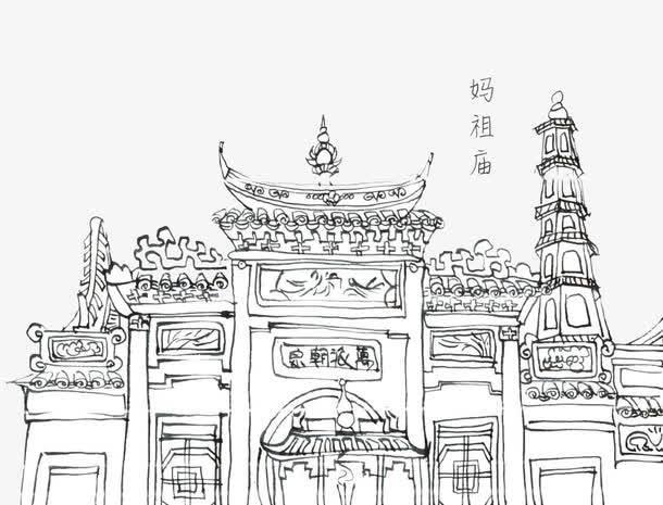 城隍庙的简笔画 城隍庙的简笔画现代