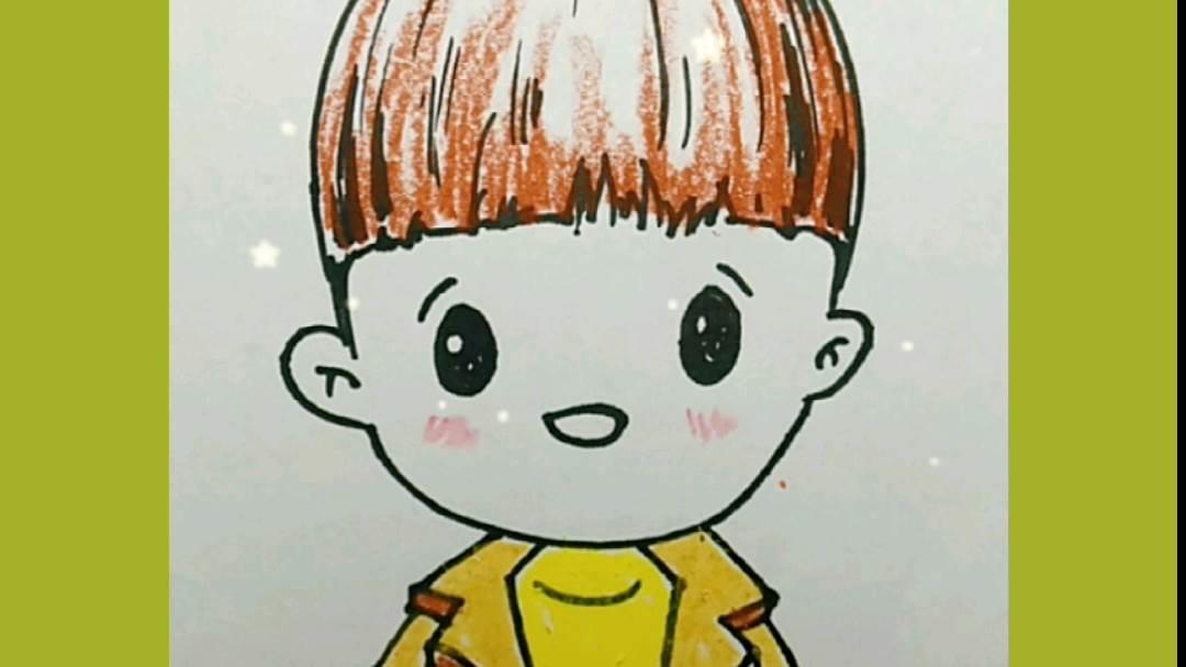 简笔画人物男孩帅气 简笔画人物男孩帅气q版校服