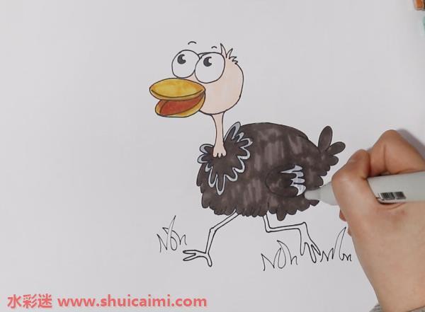 鸵鸟怎么画 鸵鸟简笔画简单易画彩色