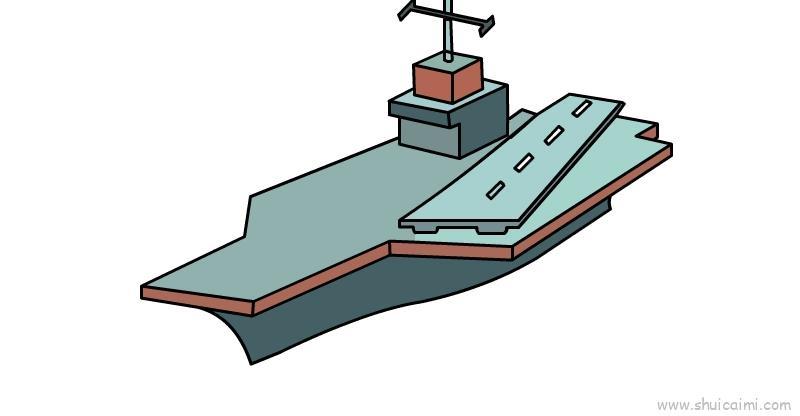 航空母舰儿童画怎么画 航空母舰简笔画图片