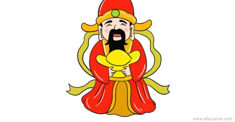 财神爷年画儿童画怎么画 财神爷年画简笔画图片大全