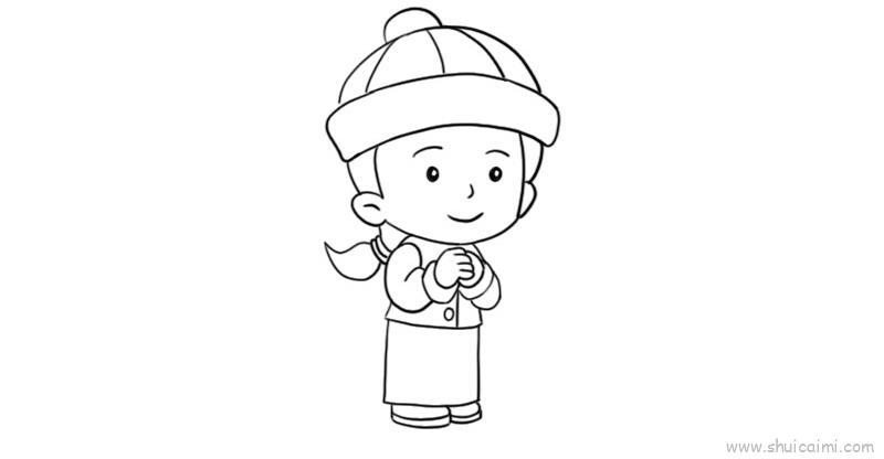 小孩拜年儿童画怎么画 小孩拜年简笔画画法