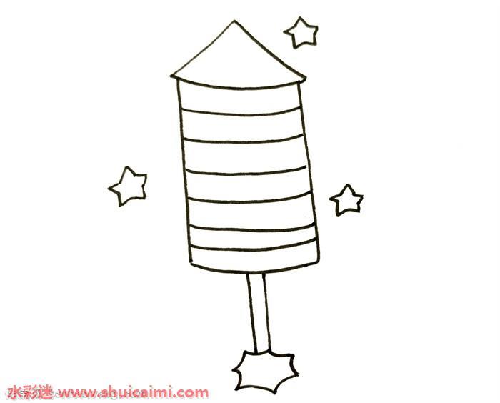烟花鞭炮怎么画 烟花鞭炮简笔画简单彩色