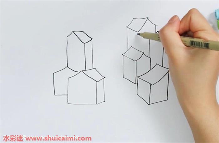 江南水乡风景怎么画 江南水乡风景简笔画漂亮卡通