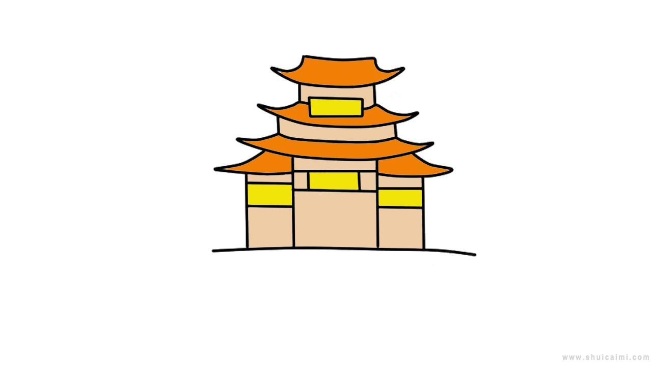 岳阳楼简笔画怎么画 岳阳楼简笔画图片大全