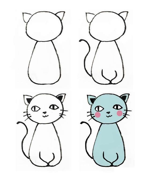 简笔画猫 简笔画猫的画法最简单