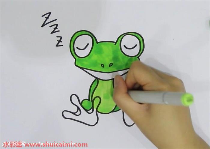 睡觉的青蛙怎么画 睡觉的青蛙简笔画彩色