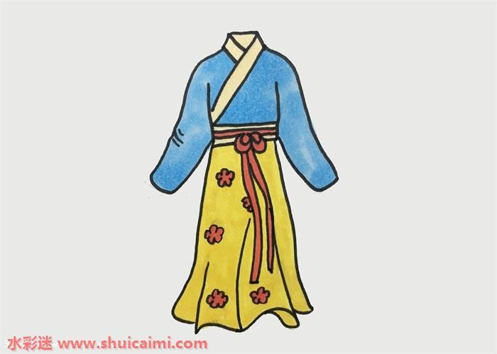古代古裙怎么画 古代裙子简笔画简单易画彩色