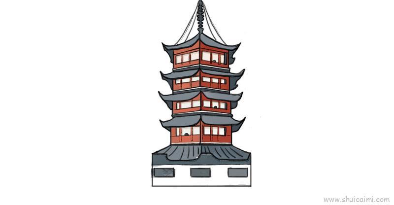 塔儿童画怎么画 塔简笔画步骤