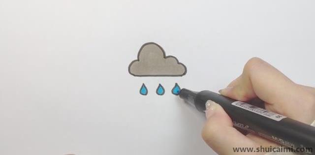 雨天标志儿童简笔画怎么画 雨天标志儿童画顺序