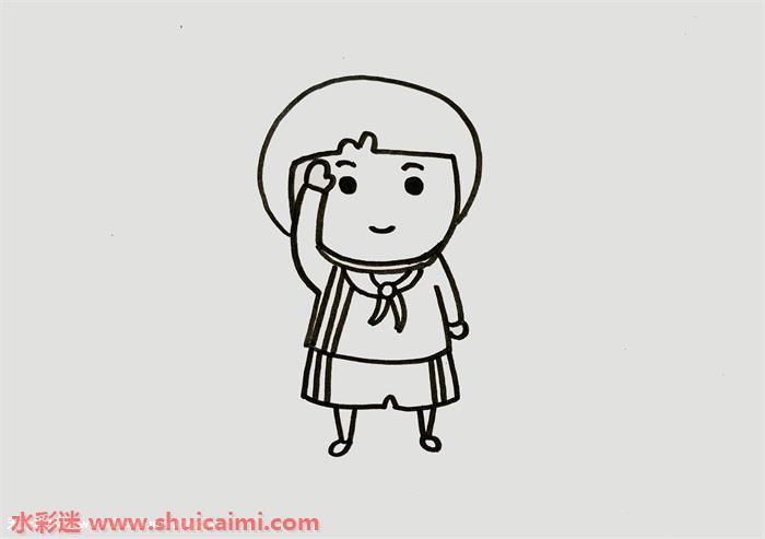 敬礼小学生怎么画 敬礼小学生简笔画漂亮彩色