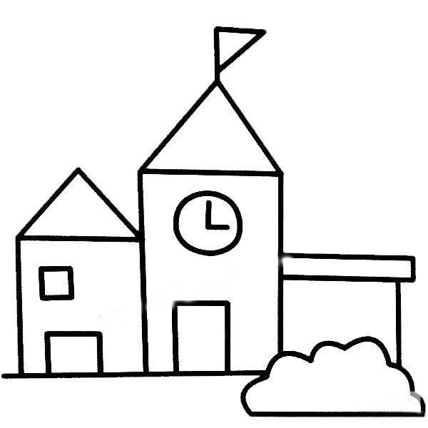 我的学校简笔画 我的学校简笔画四年级