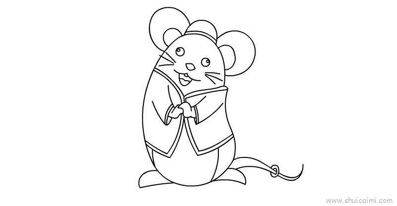 拜年老鼠儿童画怎么画 拜年老鼠简笔画步骤