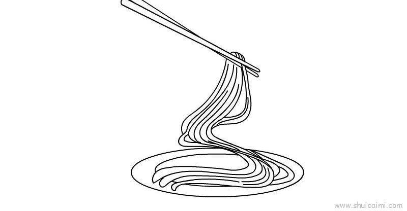 面条儿童画怎么画 面条简笔画步骤