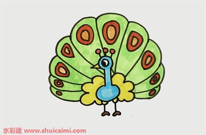 一只美丽孔雀怎么画 孔雀简笔画图片大全彩色