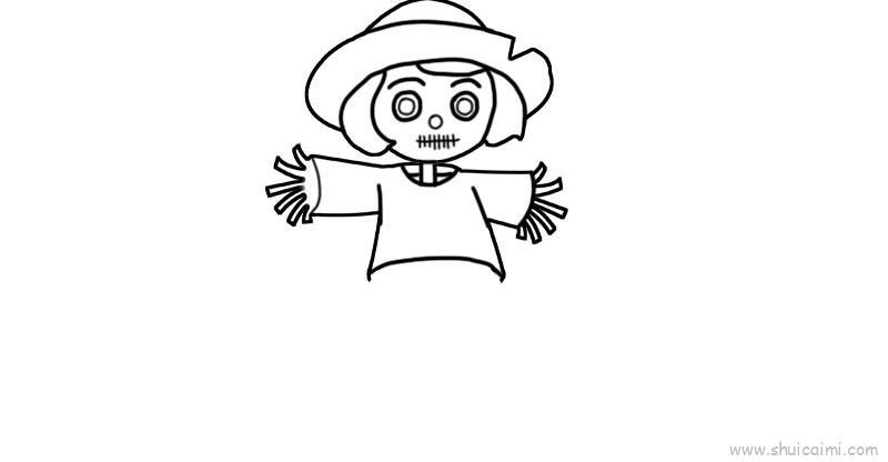稻草人儿童画怎么画 稻草人简笔画绘画教程