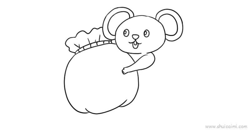 新春老鼠抱福袋儿童画怎么画 新春老鼠抱福袋简笔画画法