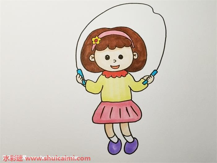 一个小孩跳绳怎么画 一个小孩跳绳简笔画漂亮彩色