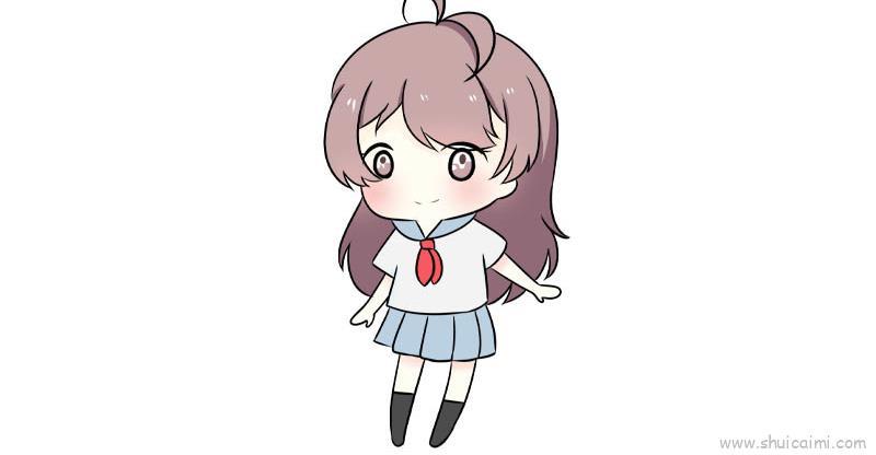 二次元可爱美女简笔画教学图解