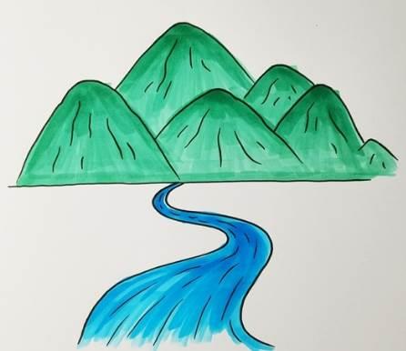 河流简笔画 河流简笔画图片带颜色