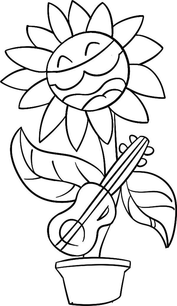 弹吉他的花儿简笔画怎么画 弹吉他的花儿简笔画步骤