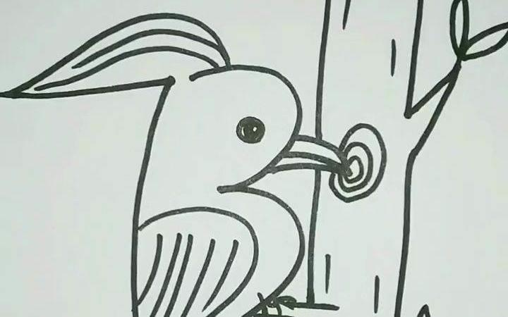 啄木鸟简笔画 啄木鸟简笔画图片