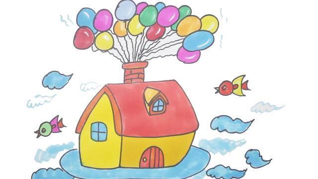 房子简笔画图片带颜色 农村房子简笔画图片带颜色