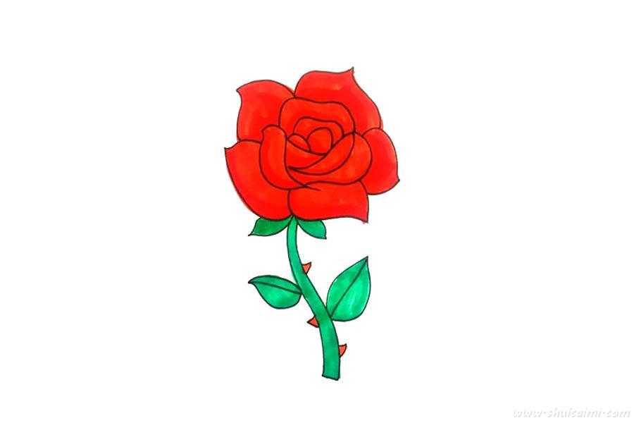 玫瑰花怎么画 玫瑰花简笔画图片带颜色
