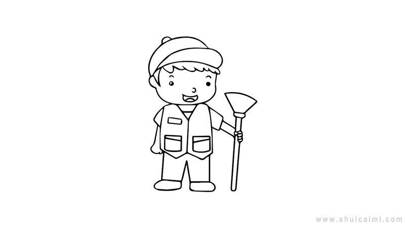 清洁工简笔画怎么画 清洁工简笔画步骤