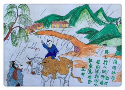清明古诗配画简笔画 清明古诗配画简笔画图片