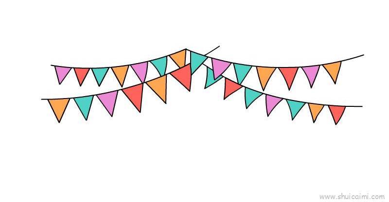 彩旗儿童画怎么画 彩旗简笔画图片大全