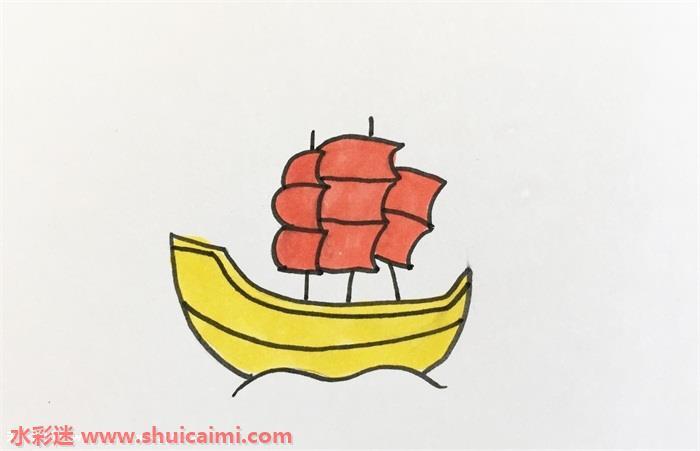 好看帆船怎么画 好看帆船简笔画步骤
