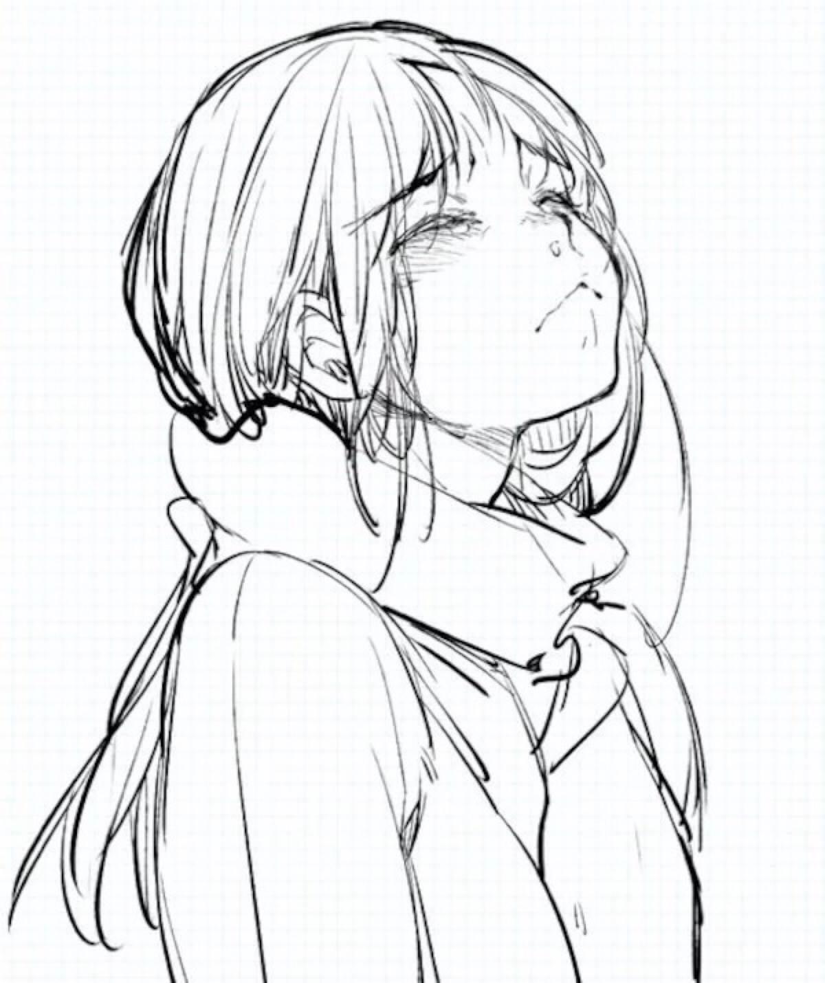 哭的简笔画 小女孩哭的简笔画