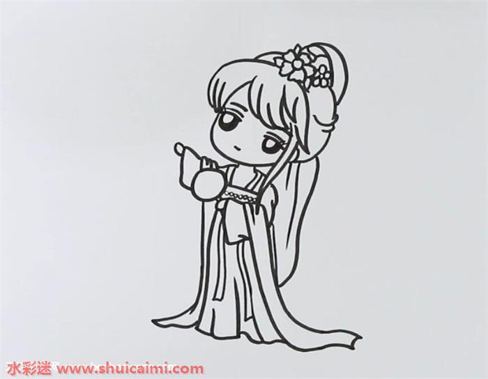 古风女子简笔画怎么画彩色