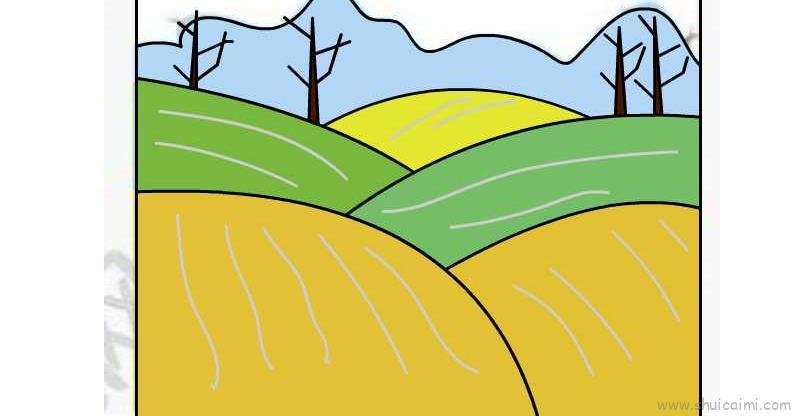 简单田园风景儿童简笔画画法教程