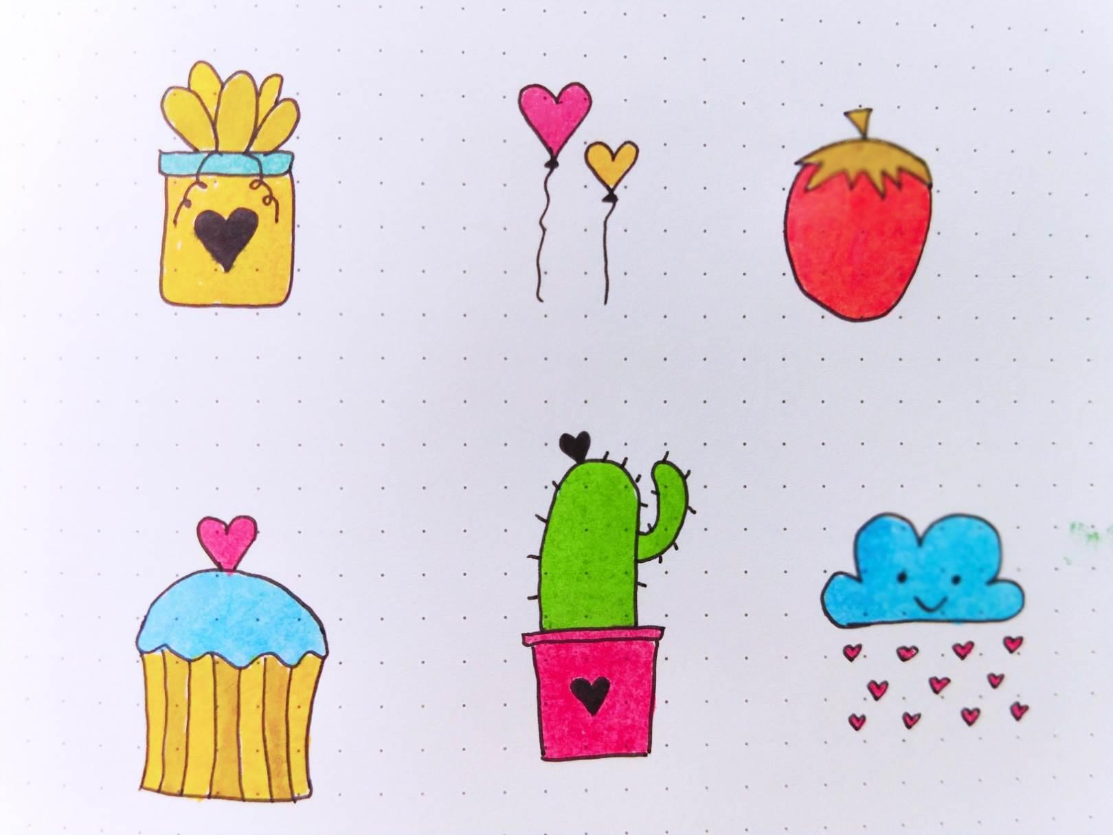 水彩笔简笔画素材手帐 水彩笔手绘