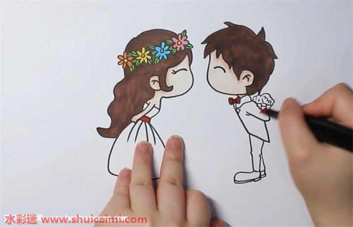 卡通新娘新郎简笔画怎么画画法