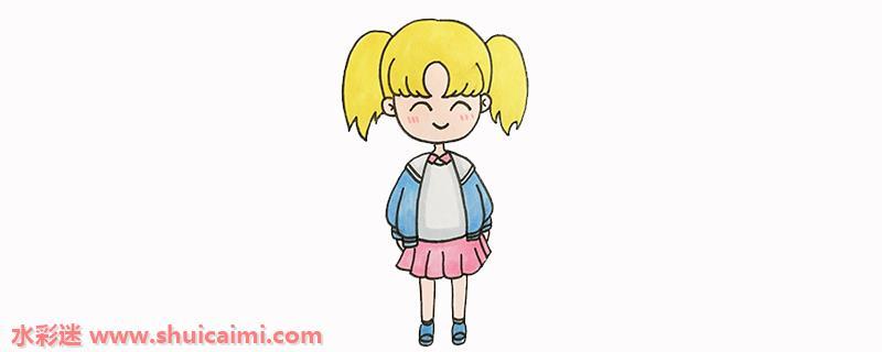 可爱小女孩卡通人物简笔画怎么画简单易画？