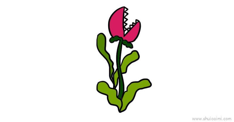 食人花儿童画怎么画 食人花简笔画步骤