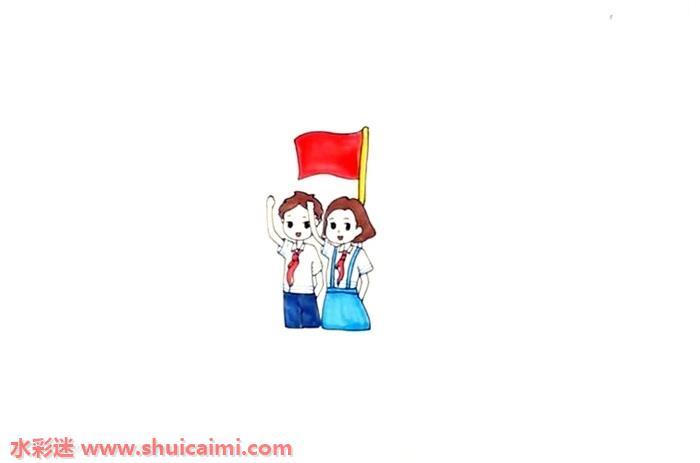 升国旗怎么画 升国旗简笔画图片彩色