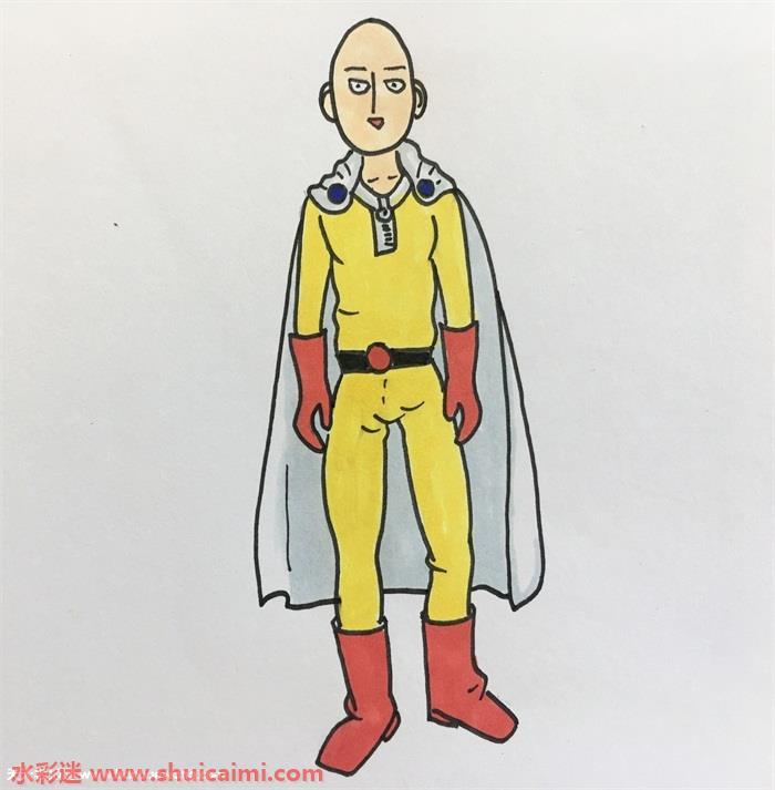 搞怪的一拳超人简笔画步骤教程