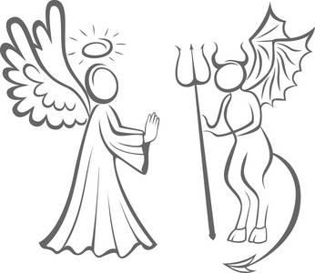 小天使和恶魔简笔画 小天使和恶魔简笔画怎么画