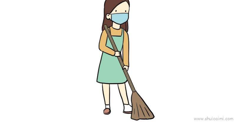 打扫卫生儿童画怎么画 打扫卫生简笔画顺序