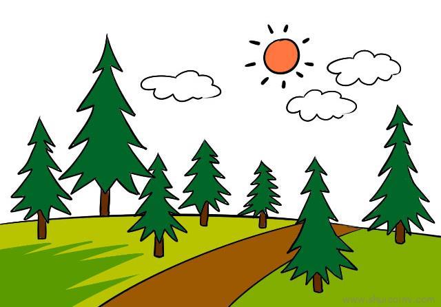 树林儿童画怎么画 树林简笔画画法