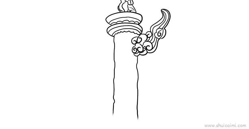 中华柱儿童画怎么画 中华柱简笔画顺序