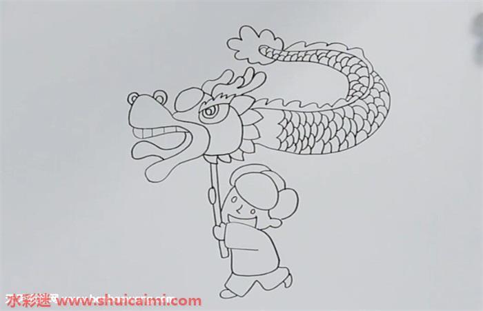 舞龙怎么画 舞龙简笔画图片带颜色