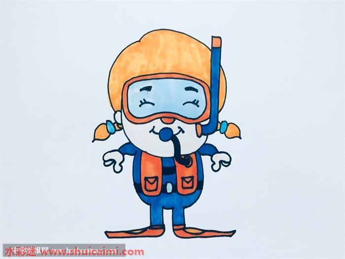 潜水员怎么画 潜水员简笔画简单好看带颜色