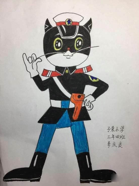 黑猫警长简笔画 黑猫警长简笔画儿童
